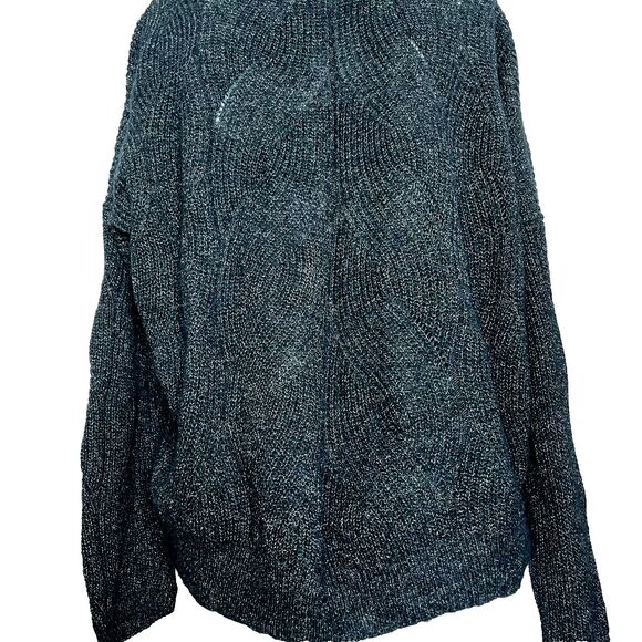 Anthropologie Womens Green Pullover Cable Knit Sweater Cotton Wool Blend Large - Picture 9 of 11